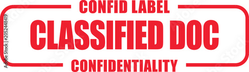 Fotografía Confidentiality label on a classified document with red confidentiality stamp