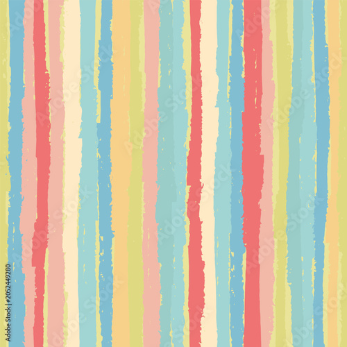Seamless repeating pattern with hand drawn multicolored uneven stripes with ragged edges for surface design and other design projects