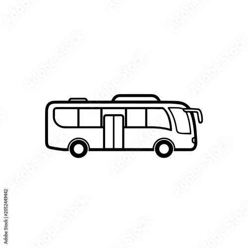 A line drawing of a bus traveling on the road