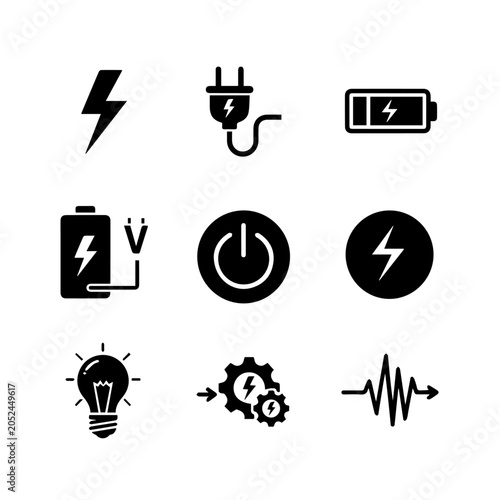 Electricity powers technology with various icons on screen