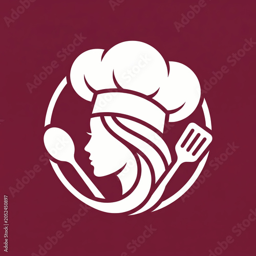 Female Chef Logo Icon.