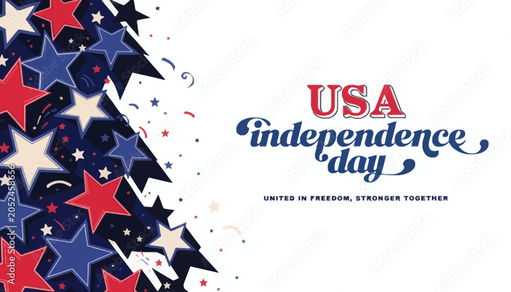 Fototapeta premium Usa independence day celebration with red, white and blue stars