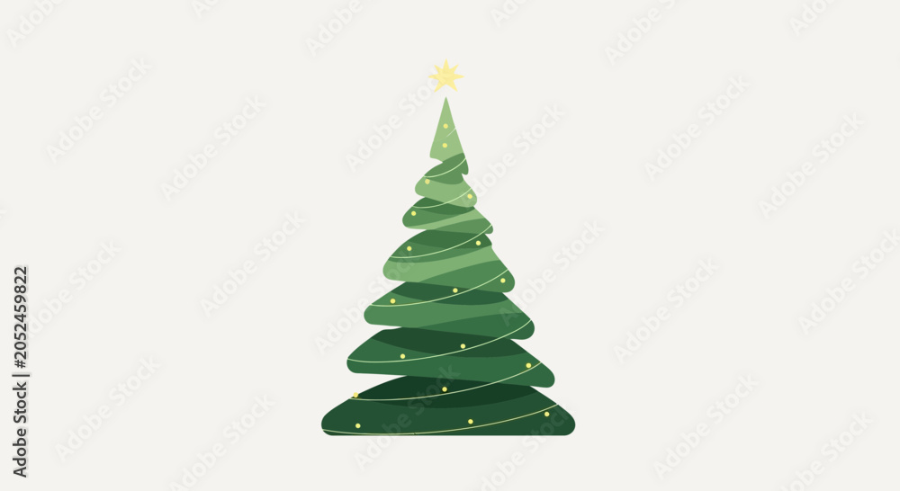 Fototapeta premium Christmas tree with yellow star.