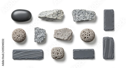 Collection of various natural stone samples.