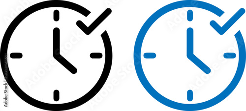 Tableau sur toile Black and blue clock icons with check marks