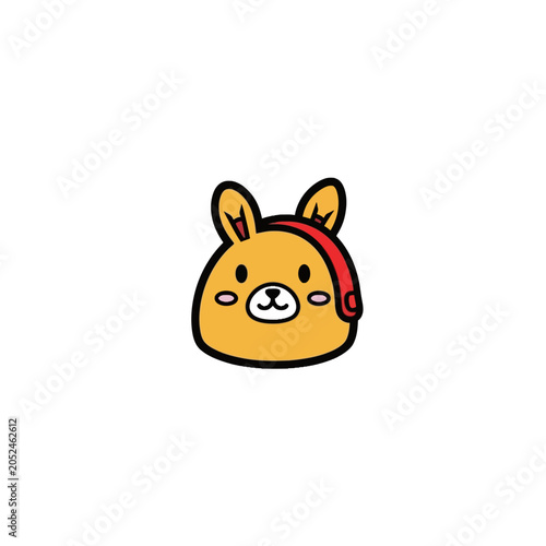 Fotografie Cartoon rabbit head with headphones on.