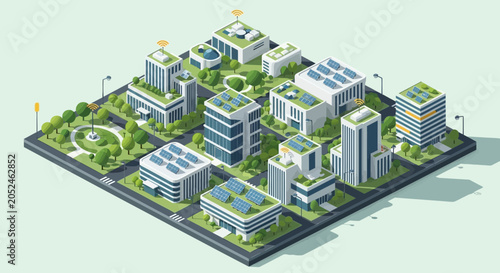 Modern City Buildings and Skyscrapers.