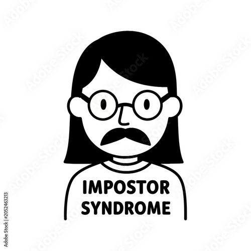 Cuadro en lienzo Cartoon woman with imposter syndrome.
