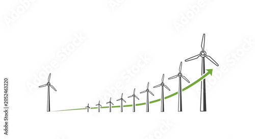 Wind turbines in a row graph.