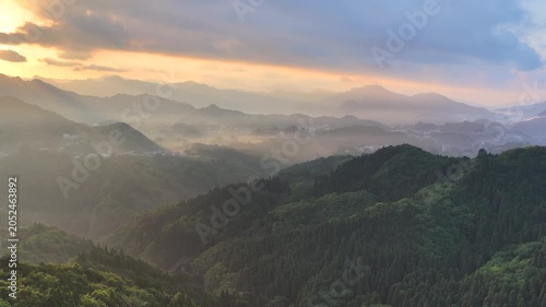 高千穂・国見ヶ丘に広がる雲海の絶景 空撮