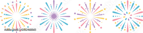 Fotografi "Festive colorful fireworks vector illustration with vibrant bursts and radiant