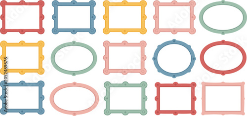 Bild auf Leinwand "Playful colorful picture frames vector illustration with decorative borders in