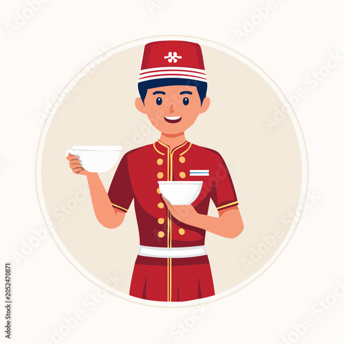 Bellhop or Hotel Staff Serving Drinks