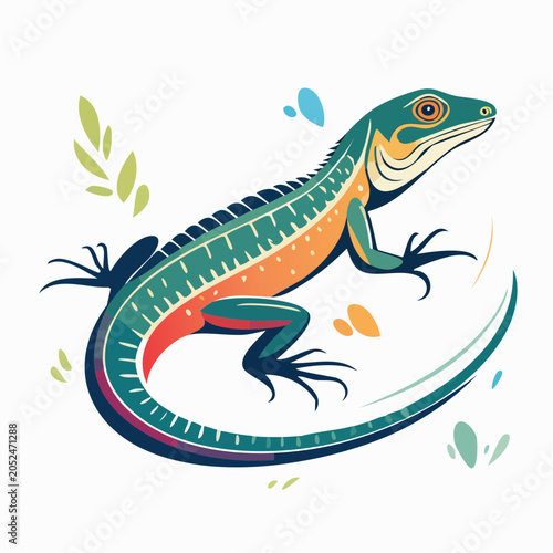 Stylized Illustration of a Colorful Lizard