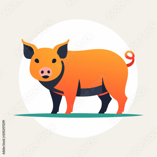 Stylized Orange Pig Illustration