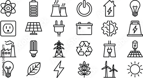Fotografie Energy and electricity power line icon set for industrial technology renewable r