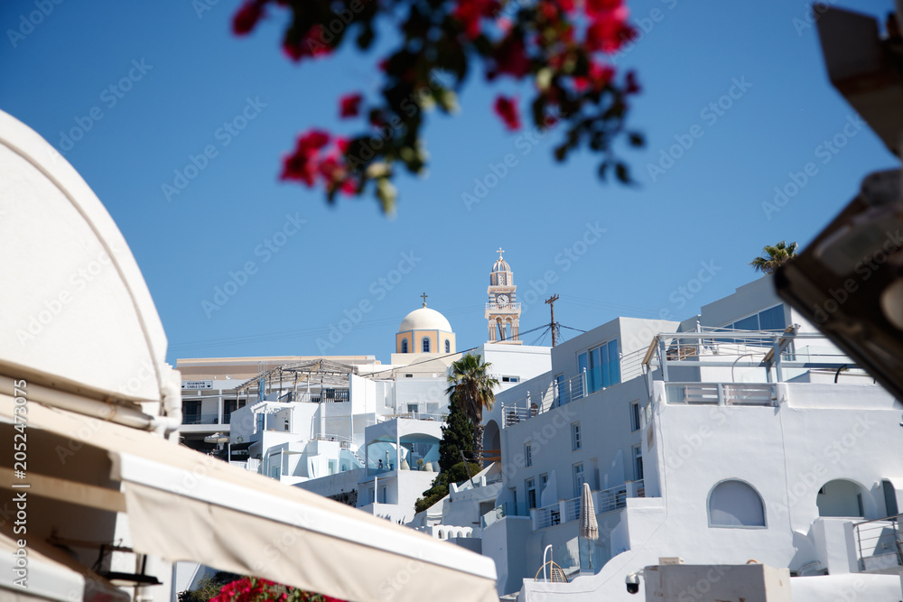 Fototapeta premium White church and architecture in Fira, Greece