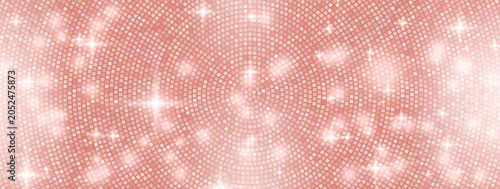 Tableau sur toile Disco ball party radial background with gold rose and pink sparkles