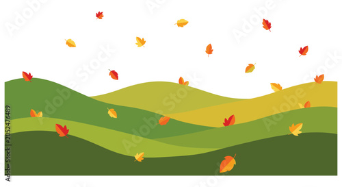 Autumn landscape vector illustration with falling leaves landscape illustration background environment countryside minimalist