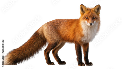 Foto Red fox standing profile view with bushy tail