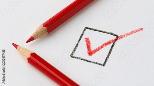 Red Pencil and Checkmark: T...