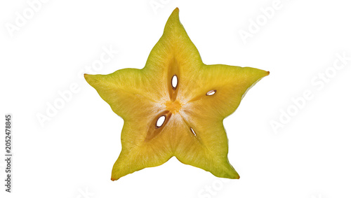 Bild auf Leinwand Star fruit slice with seeds and white