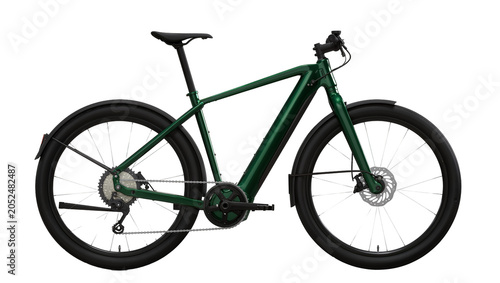 Принти на полотні Green electric bicycle with disc brakes and fenders
