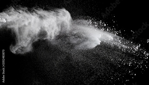 White Powder Grainy Abstract Texture On Black Background