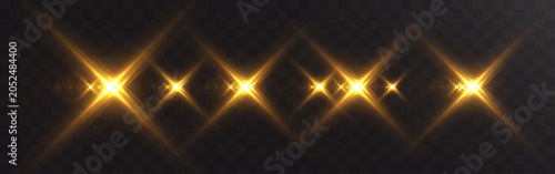 Quadro su tela Light Golden Starburst Flare Collection with Sparkling Lens Effect Set