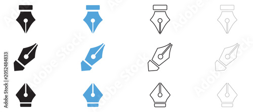 Foto Pen nib vector icon, pen nibs symbol vector, silhouette and outline isolated on