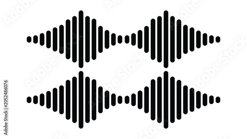 Schilderij op canvas Sound wave pattern with multiple peaks and troughs in a symmetrical design on wh