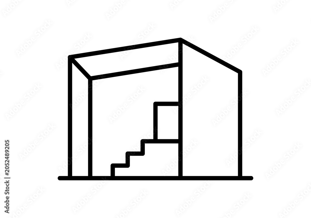 Obraz premium Icono de casa moderna con escaleras interiores