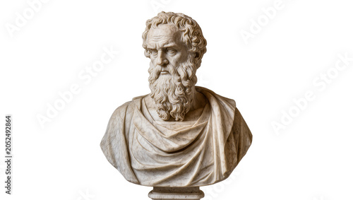Foto Marble bust of ancient Greek philosopher Socrates with beard and toga