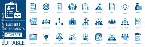 Foto Business requirements solid icon set