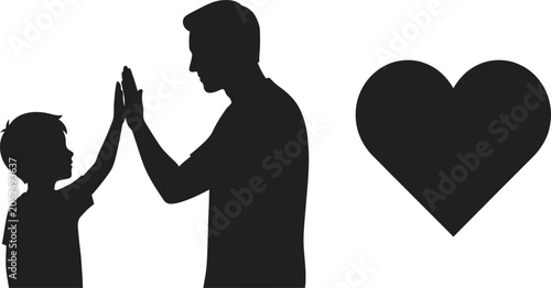 Obraz na płótnie Woman and Man Praying Hands Gesture with Heart Icon in Minimalist Flat Vector St