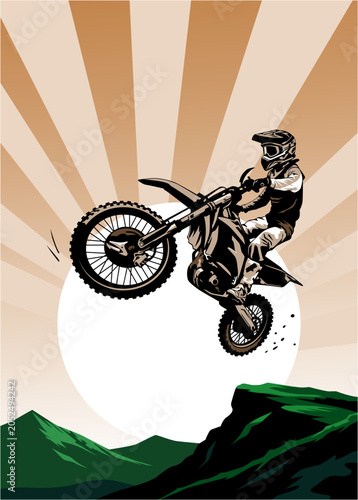 motocross jump fly sport logo icon design vector art