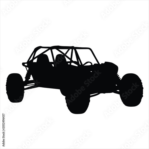 Tableau sur toile Offroad Dune Buggy Perspective View Silhouette Isolated on White Background