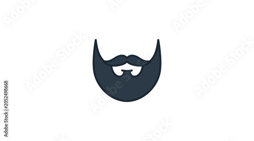 Photos Minimalist Beard and Mustache Icon in Dark Blue