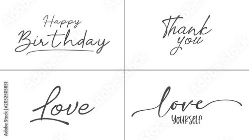 Elegant Script Typography Set for Greeting Cards and Inspirational Quotes
