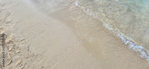 Canvastavla Clear shallow sea wave washing over wet sandy beach