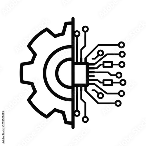Gear and electronic circuit board icon