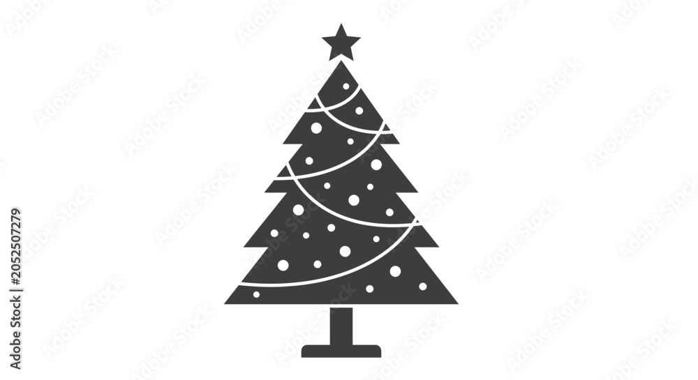 Obraz premium christmas tree silhouette on white background holiday
