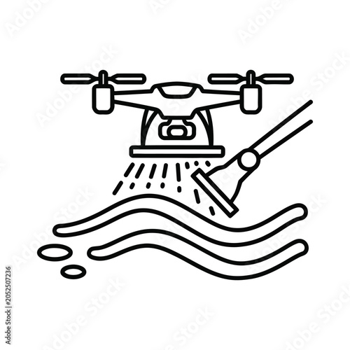 Agricultural drone spraying crops icon