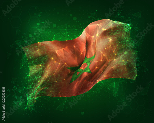 Morocco, vector 3d flag on green background