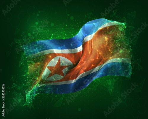 Korea, vector 3d flag on green background