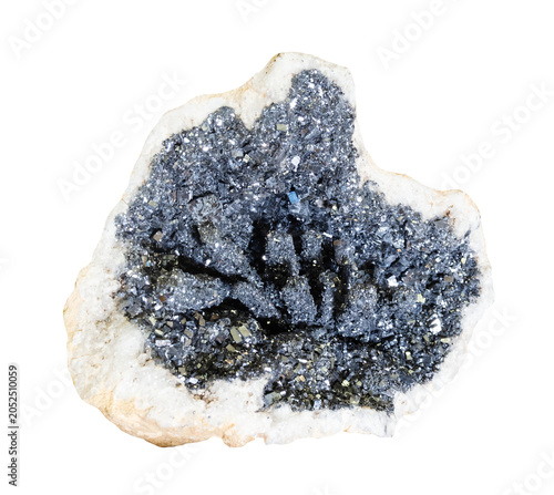 Bild auf Leinwand raw geode with galena and iron pyrite crystals cutout on white background