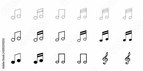 Photos Musical Note Icons On White Background A Collection Of Styles
