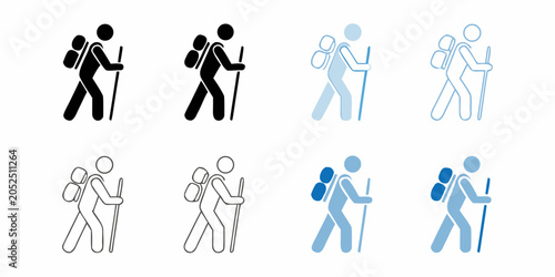 Foto Hiking Person Silhouette Icons Various Colors And Styles