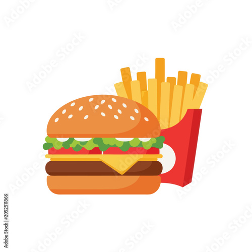 Cheeseburger and French Fries Meal.