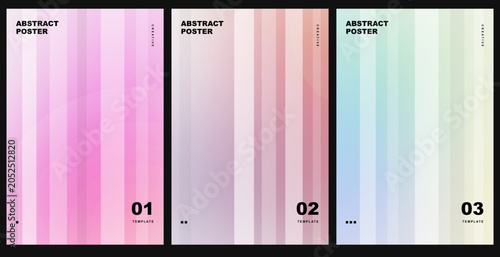 Abstract Posters Collection Vector with Soft Pastel Gradient Vertical Stripes and Minimalist Full Bleed Layouts